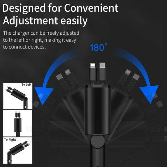 Auto Oplader 4-in-1 Intrekbaar Multifunctioneel 3