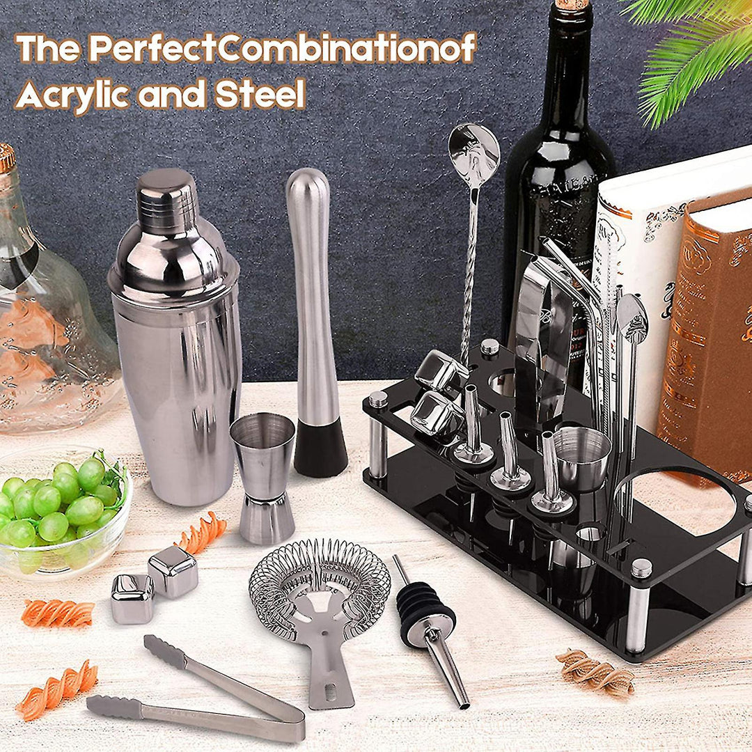 Cocktailset 23-delig voor Bartenders met Bamboe Standaard 3