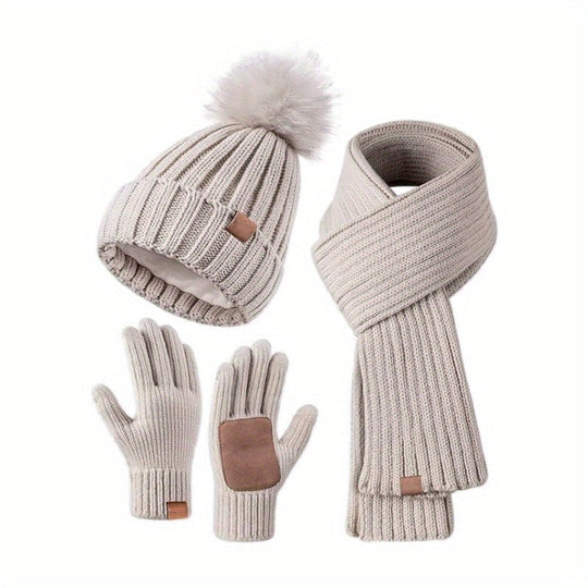 Dames 3-in-1 Winterset met Muts, Sjaal en Handschoenen 0