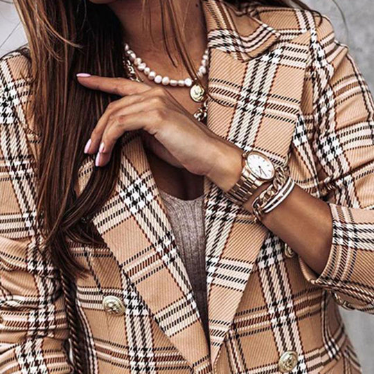 Dames Blazer met Ruitpatroon en Thermische Voering 6
