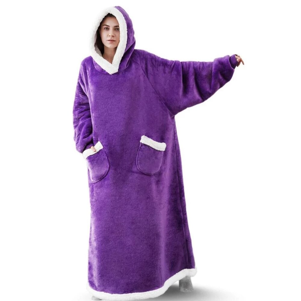 Dames Fleece Hoodie Deken Oversized 7