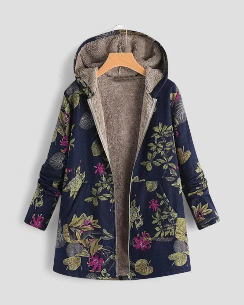 Dames Fleecejack met Capuchon en Bloemenprint 2