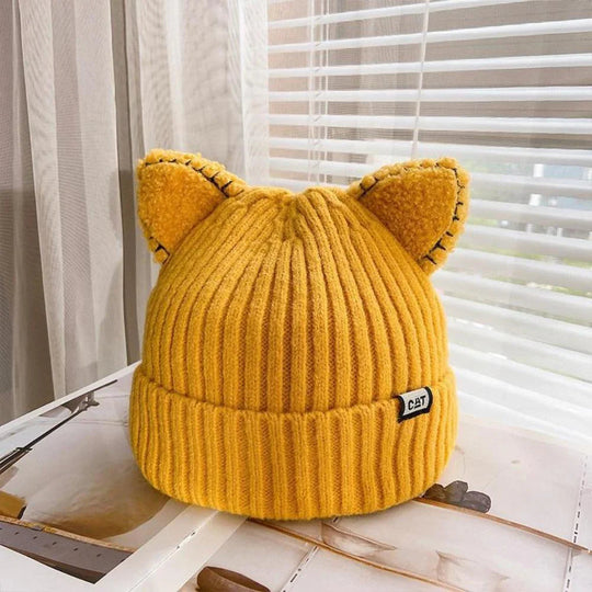 Dames Gebreide Wintermuts met Kattenoren 4