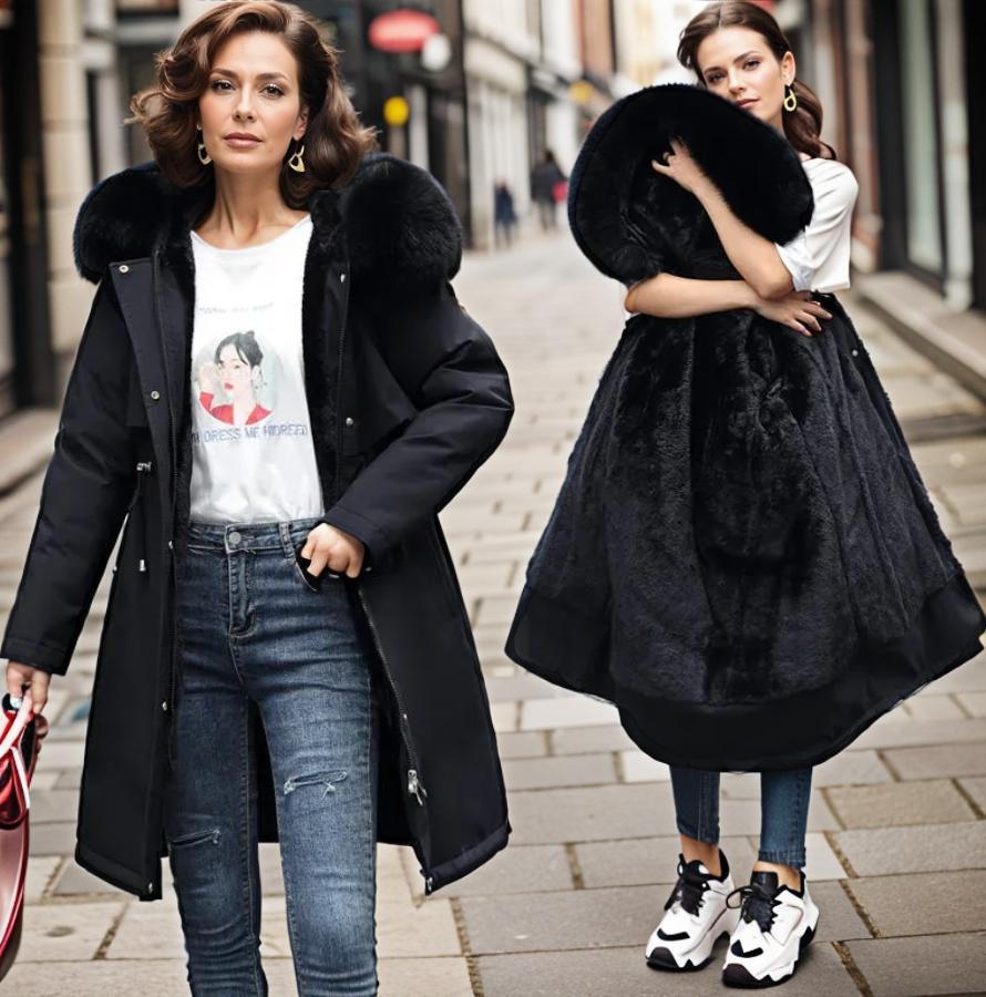 Dames Gequiltte Jas met Faux Fur Kap en Waterafstotend Design 2