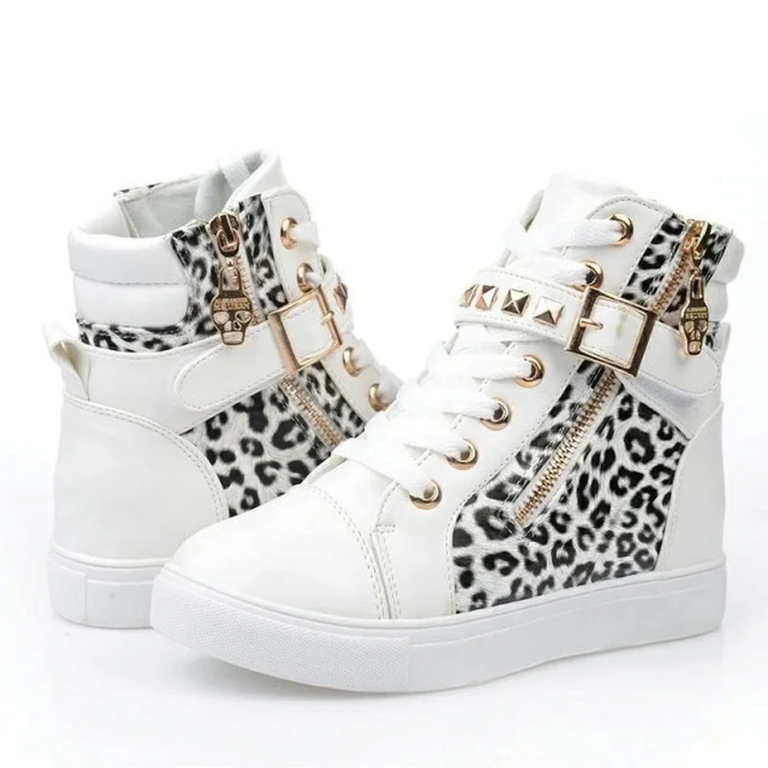 Dames Hoge Sneakers Met Rits Sportief 3
