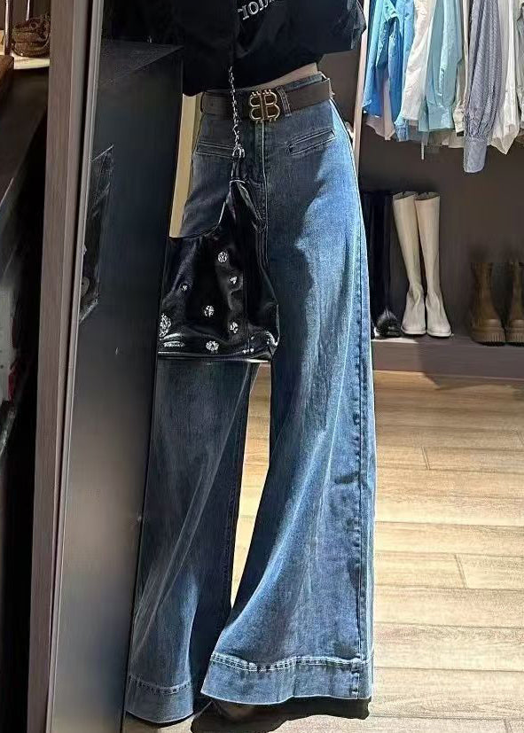 Dames Hoge Taille Denim Broek met Wijde Pijpen 3