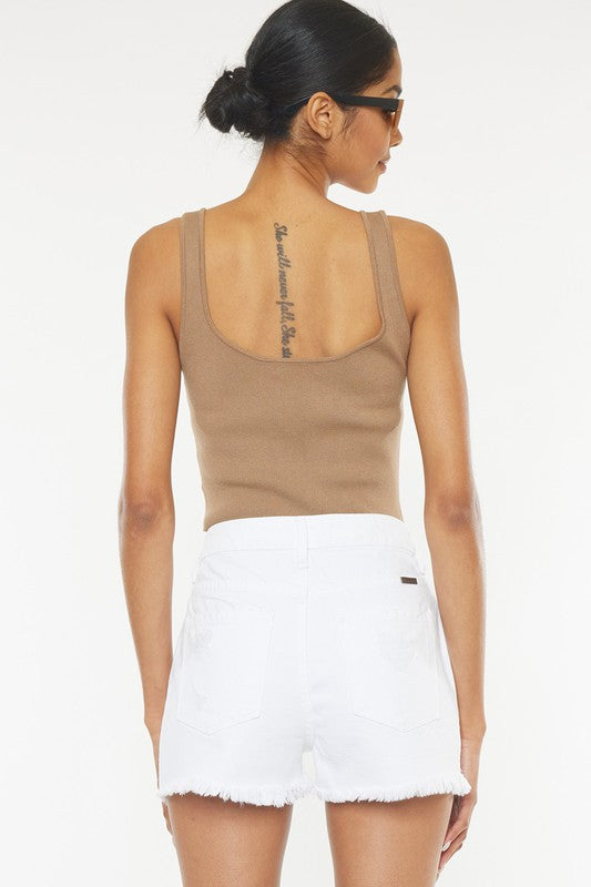 Dames Hoge Taille Frayed Hem Shorts Katoen 4