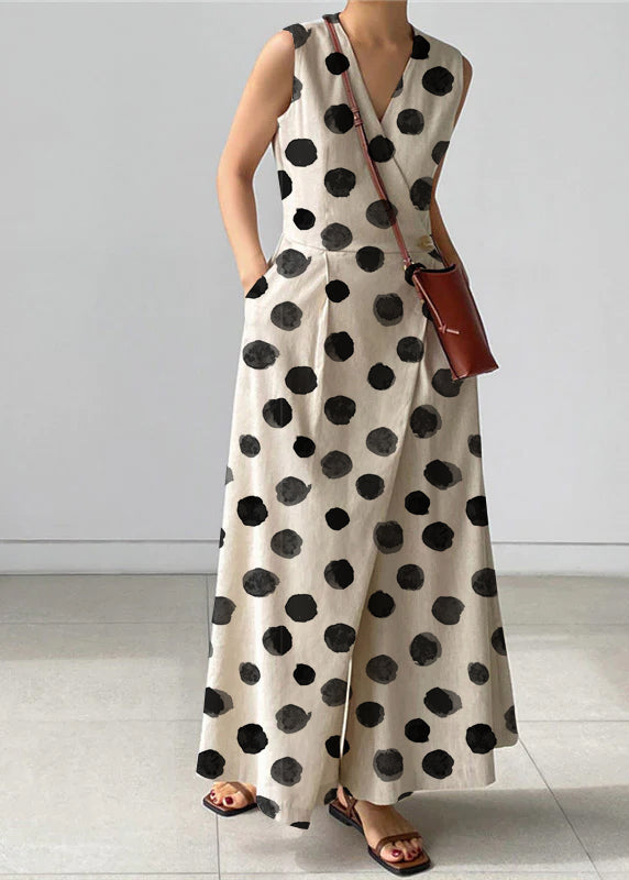 Dames Jumpsuit Met V-hals en Knoopzakken Losse Pasvorm 6
