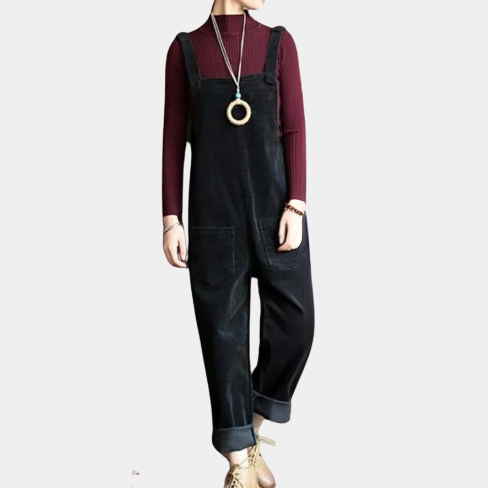 Dames Jumpsuit van Fluweel met Lange Mouwen 4
