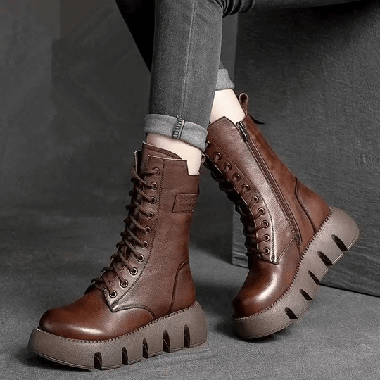 Dames Laarzen Halfhoog Met Veterontwerp voor Comfortabele Winterstijl 3