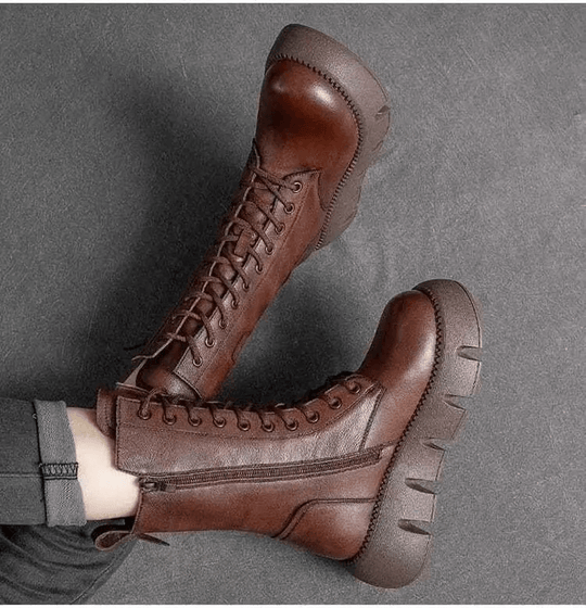 Dames Laarzen Halfhoog Met Veterontwerp voor Comfortabele Winterstijl 5