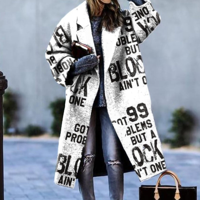 Dames Lange Jas Wolmix Oversized Pasvorm 5