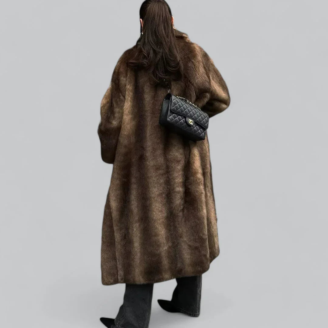 Dames Lange Trenchcoat Met Imitatiebont 3