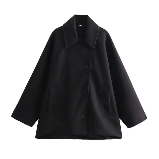 Dames Lange Winterjas Oversized met Knoopsluiting en Lange Mouwen 7