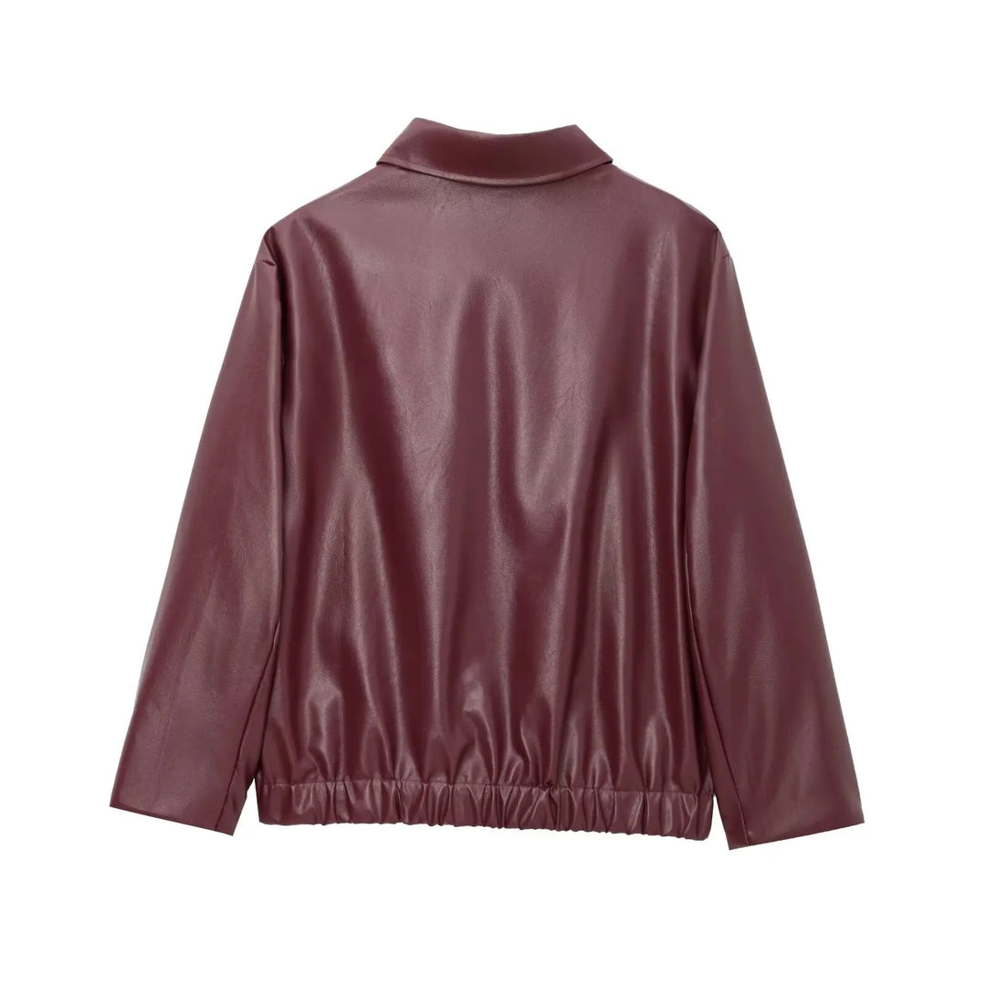 Dames Leren Jas met Rits en Klassieke Reverskraag voor Winter Streetwear 4