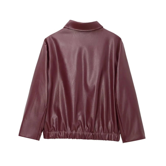 Dames Leren Jas met Rits en Klassieke Reverskraag voor Winter Streetwear 4