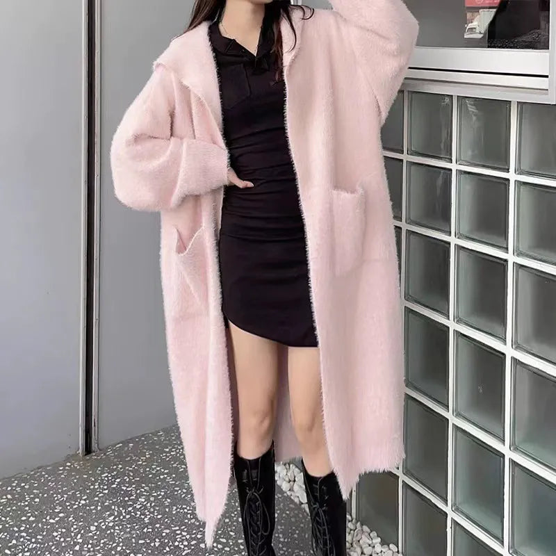 Dames Oversized Cardigan met Capuchon van Fleece 1