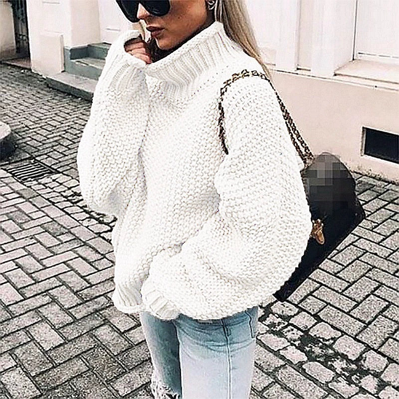 Dames Oversized Chunky Coltrui met Vleermuismouwen voor Herfst/Winter 0