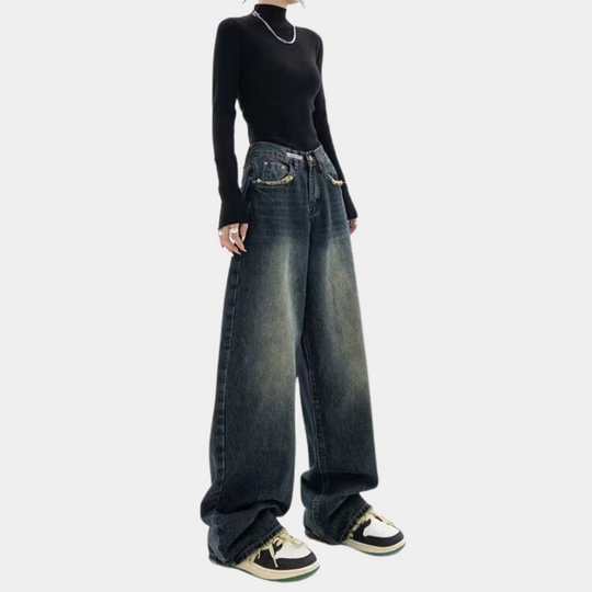 Dames Spijkerbroek Baggy Casual Met Verstelbare Taille 2