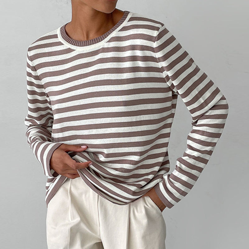 Dames T-shirt Met Strepen Lange Mouwen Voor Herfststijl 1
