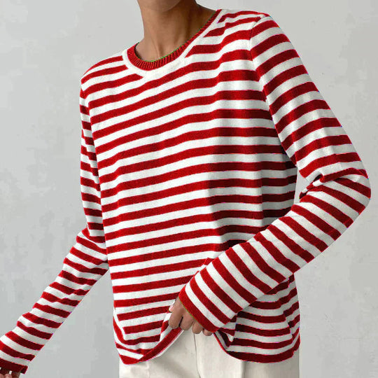 Dames T-shirt Met Strepen Lange Mouwen Voor Herfststijl 11