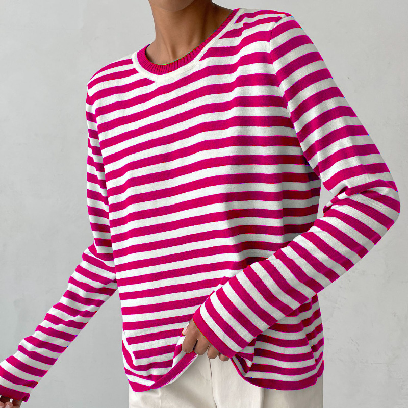 Dames T-shirt Met Strepen Lange Mouwen Voor Herfststijl 12