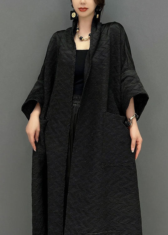 Dames Trenchcoat met Jacquard Patroon en Oversized Zakken 4