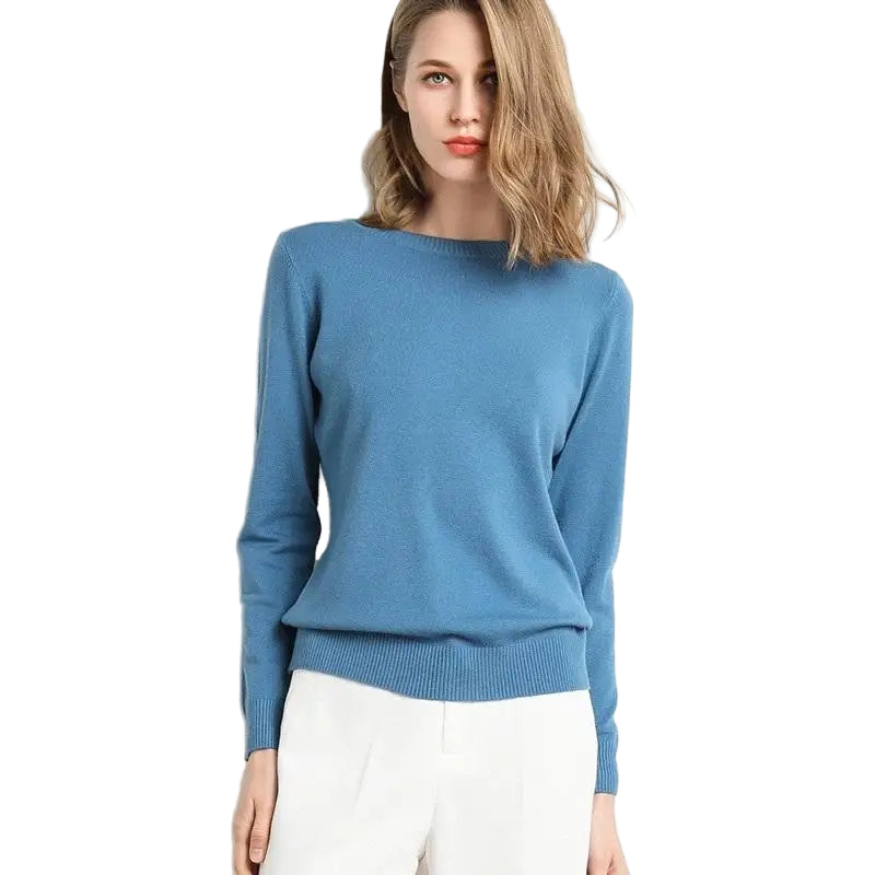 Dames Trui Merino Wol O-Hals Pullover Lange Mouwen 0