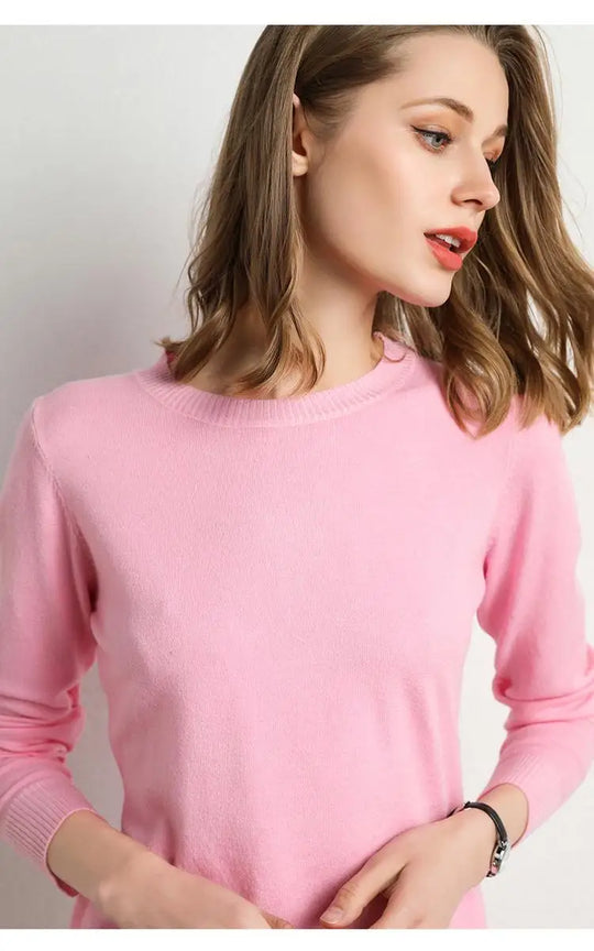 Dames Trui Merino Wol O-Hals Pullover Lange Mouwen 15
