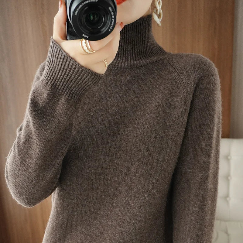 Dames Turtleneck Trui Merino Wol Zacht Herfst Winter 7