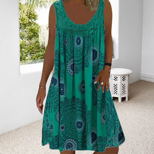 Dames Zomerjurk Mouwloos Speelse Print 6