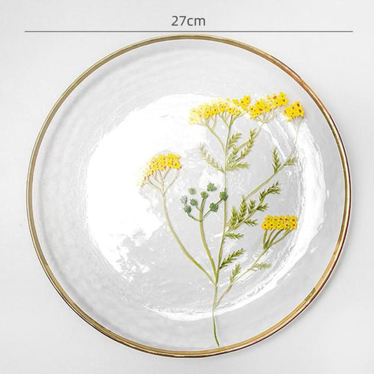 Decoratief Glasbord Bloemenprint Gouden Rand 5