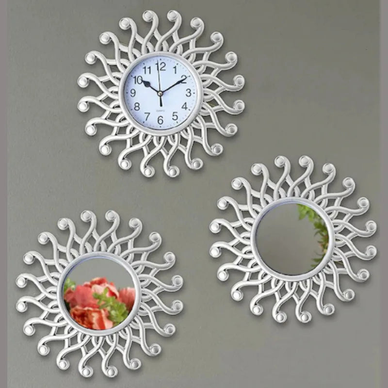 Decoratieve Klok en Spiegel Set voor Wanddecoratie 2