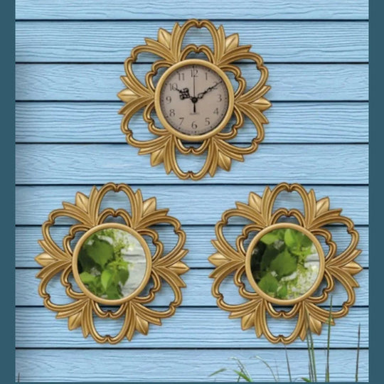 Decoratieve Klok en Spiegel Set voor Wanddecoratie 3