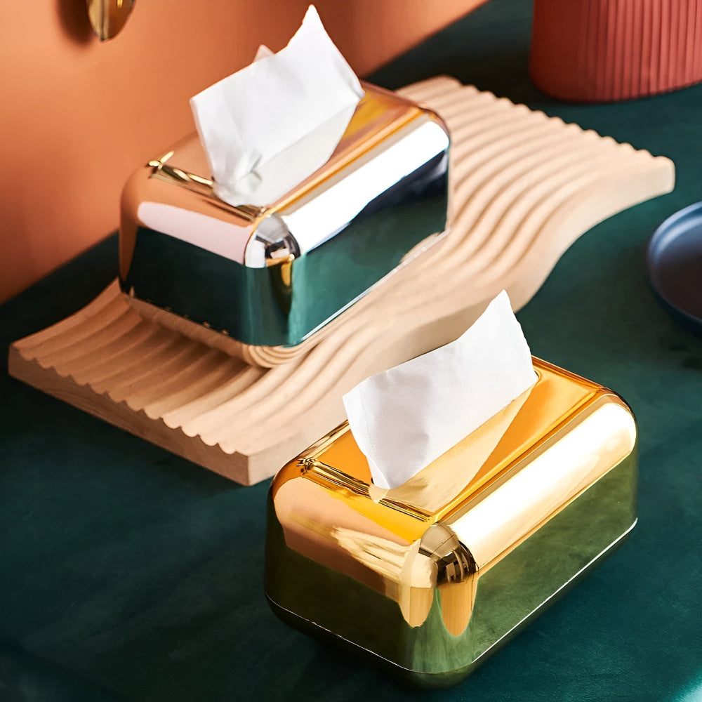 Decoratieve Tissuebox met Gouden Spiegelafwerking 3