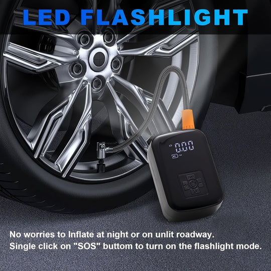 Draagbare Luchtcompressor Digitale Pomp met LED-lamp 5