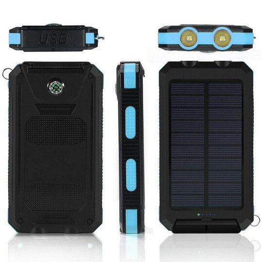 Draagbare Zonne-energiebank met Dubbele USB-poorten en LED-lamp 1