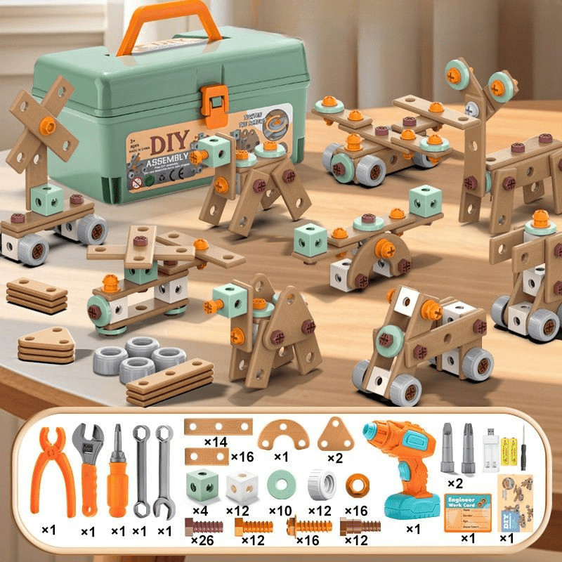 Gereedschapsset voor Kinderen - 100-delige Creatieve Bouwset 10
