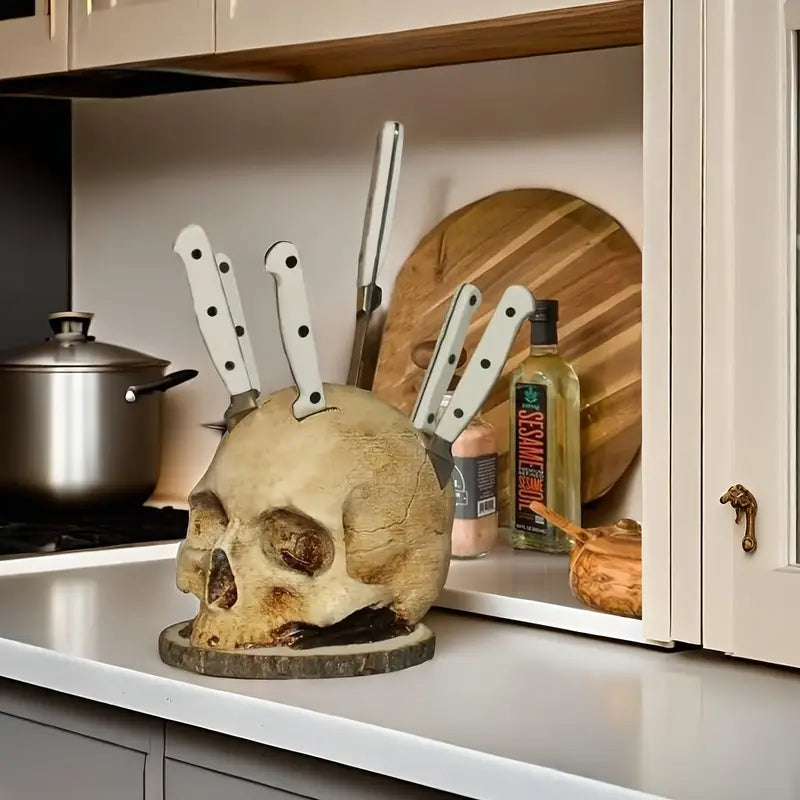 Gothic Doodskop Messenhouder voor de Keuken 2