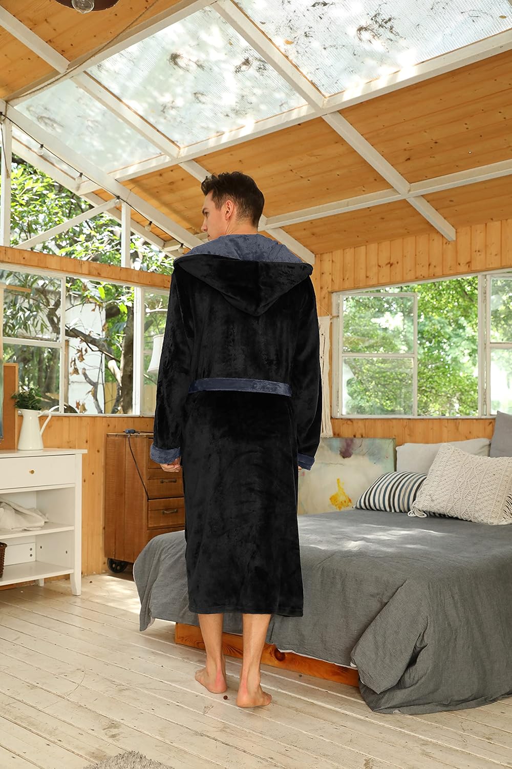 Heren Badjas Luxe met Capuchon voor Ochtend en Avond 6
