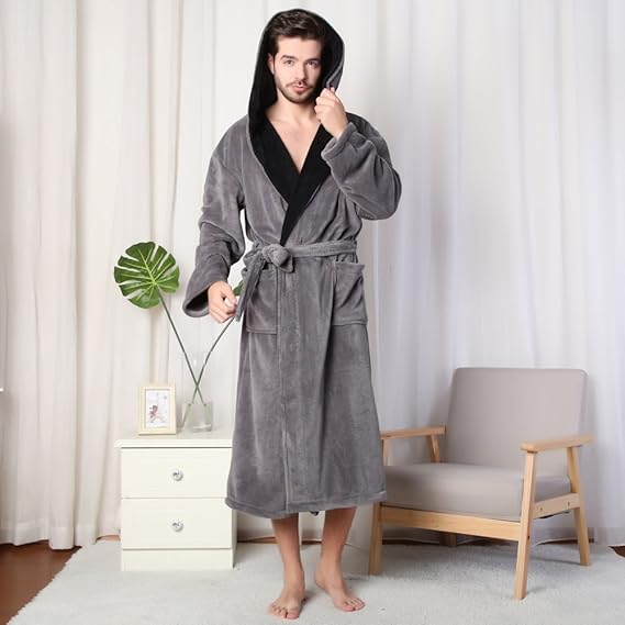 Heren Badjas met Capuchon Comfortabel en Diepe Zakken 16
