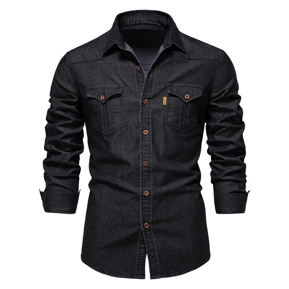 Heren Denim Overhemd Casual Stijl 2