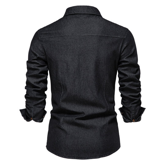 Heren Denim Overhemd Casual Stijl 4