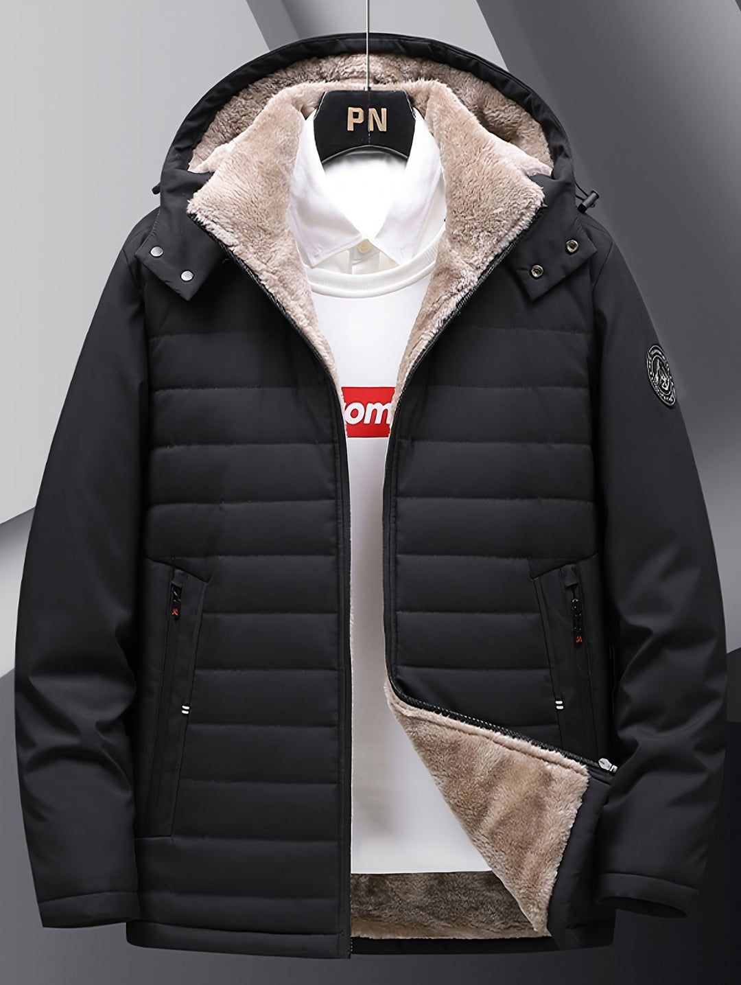 Heren Fleece Jacket met Capuchon en Rits 0
