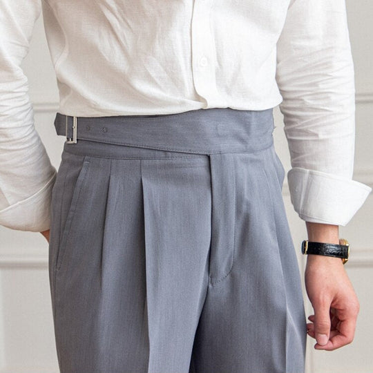 Heren Hoge Taille Broek Tailored Fit Met Geplooide Voorkant 2