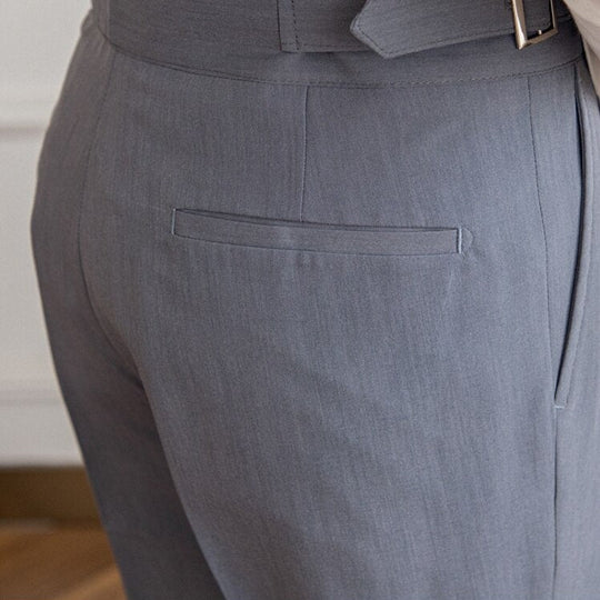 Heren Hoge Taille Broek Tailored Fit Met Geplooide Voorkant 5