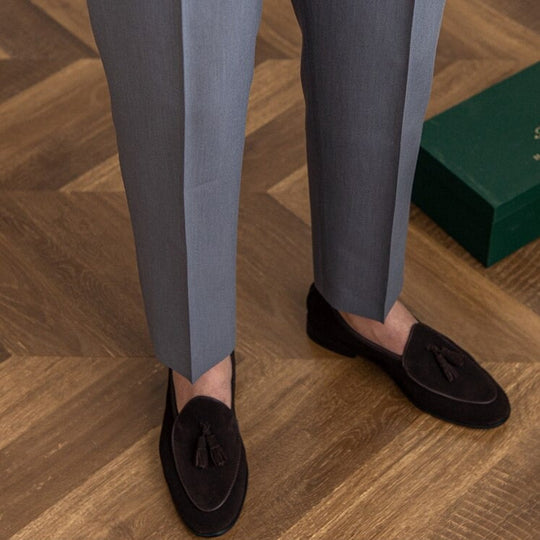 Heren Hoge Taille Broek Tailored Fit Met Geplooide Voorkant 6