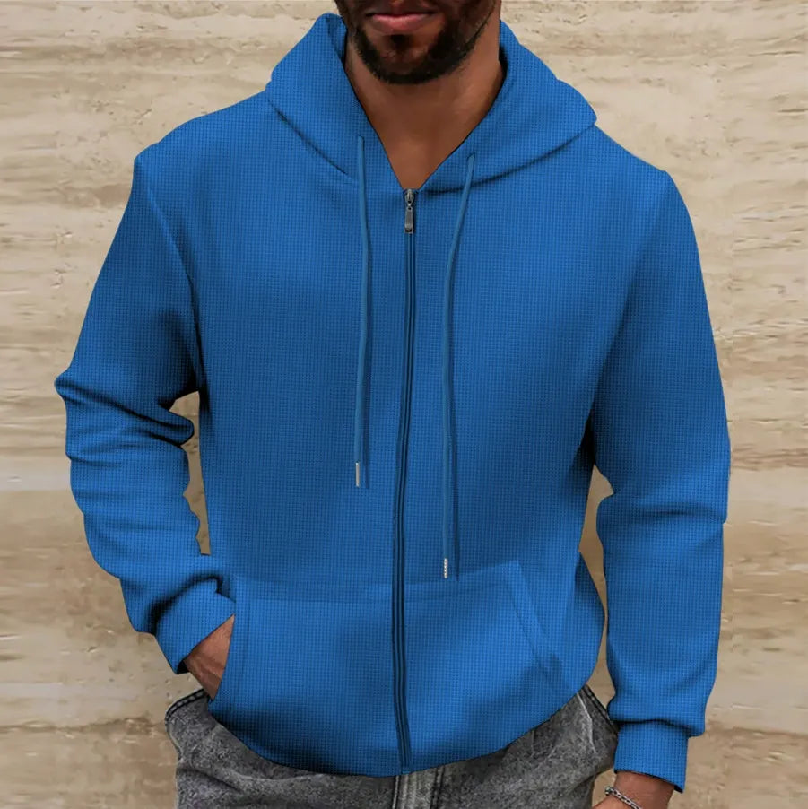 Heren Hooded Jacket Regular Fit Waffle Textuur 2