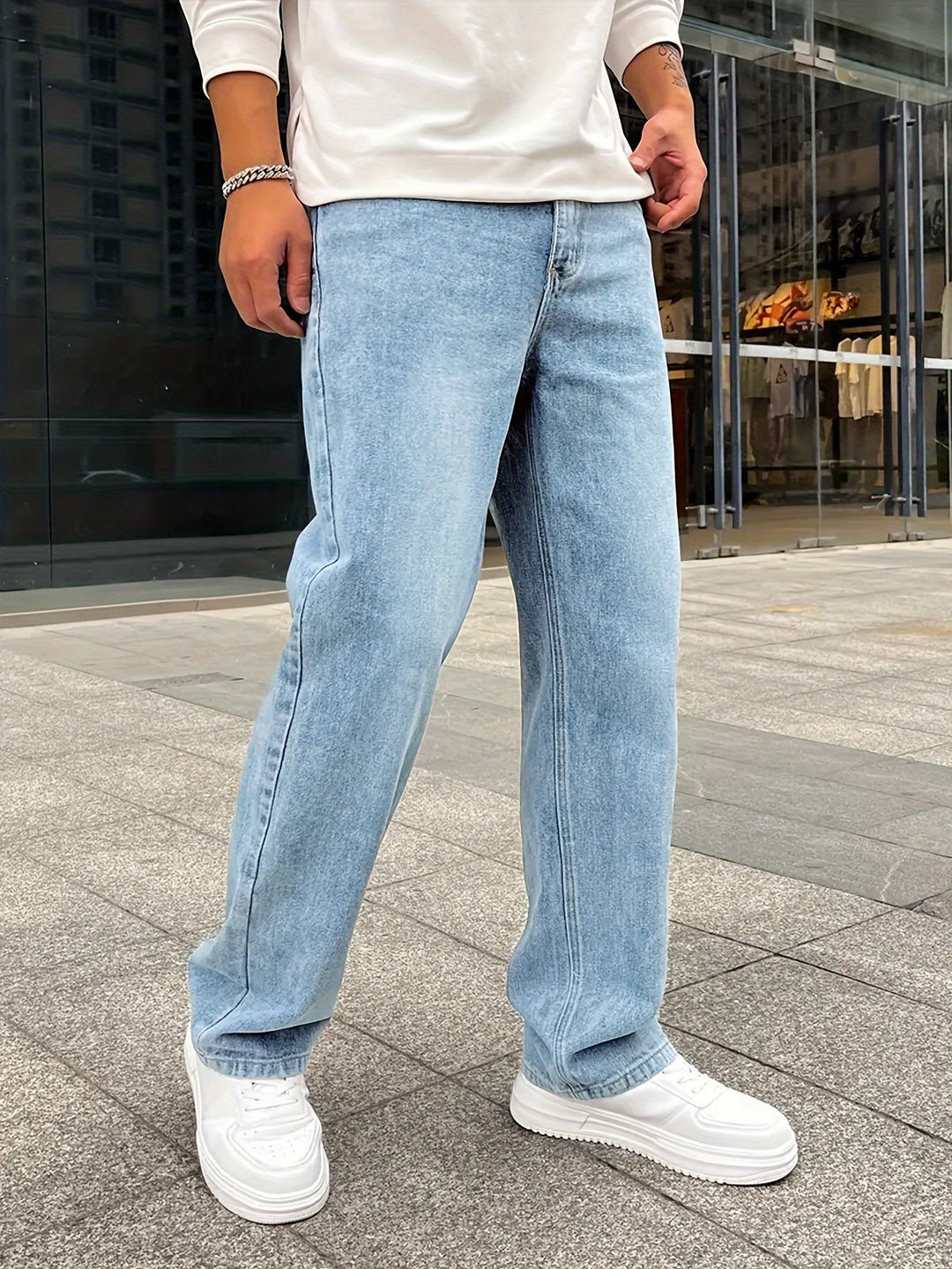 Heren Jeans Losse Snede Met Rechte Benen 1