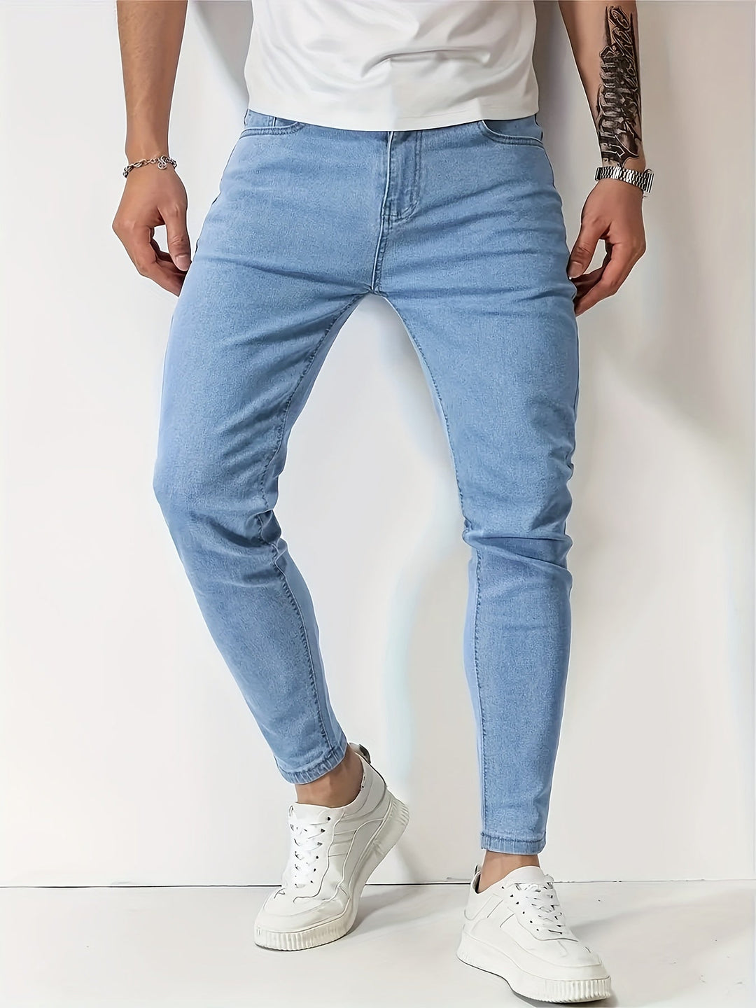 Heren Jeans Slanke Fit Taps Toelopende Benen 2